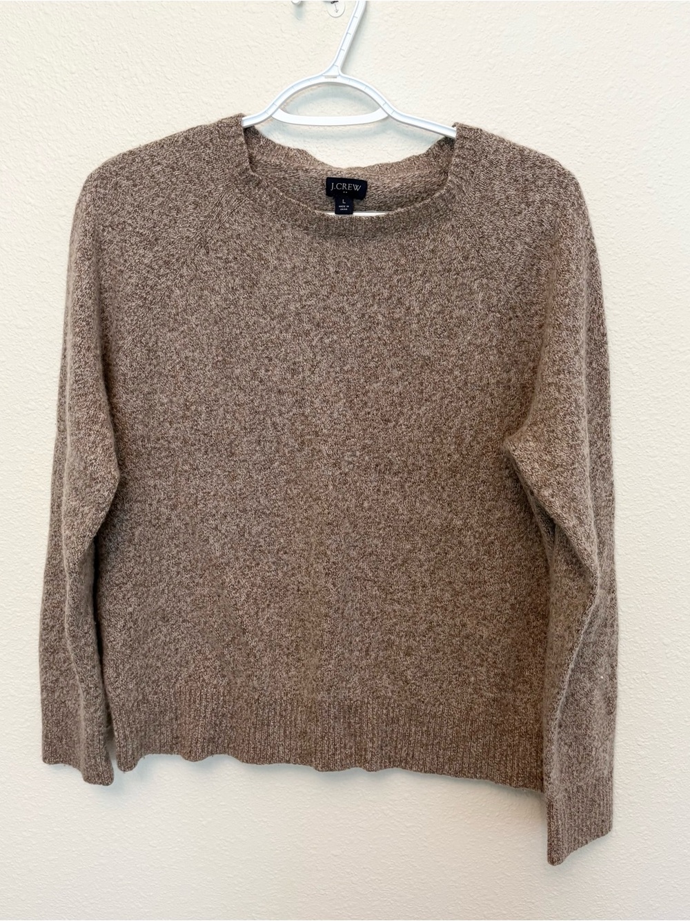 J. Crew Mens Crewneck Sweater Knit Pullover Lambswool Blend Brown Size L